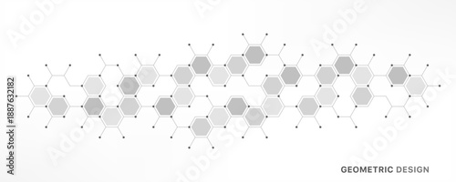Genetic engineering and molecular structure, hexagon DNA network, science chemical and biotechnology concept, innovation technology, healthcare, and medicine design