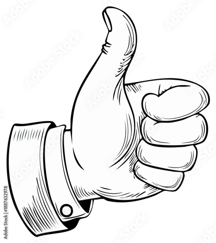 Vintage Illustration of a Hand Giving a Thumbs Up Approval Gesture in a Shirt Cuff