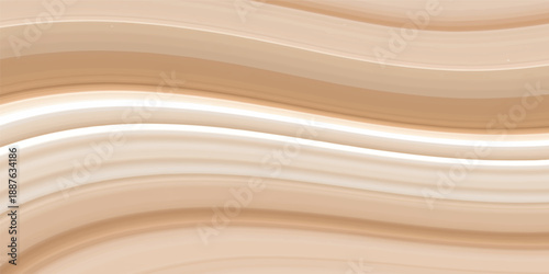 Smooth wave pattern in a soft brown and white abstract background with silk satin texture and cream fabric curves for a wallpaper illustration backdrop