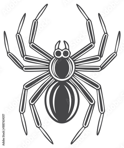 Stylized Black and White Illustration of a Large Spider
