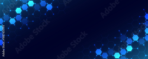 Abstract technology background and design element with hexagons pattern and geometric shapes