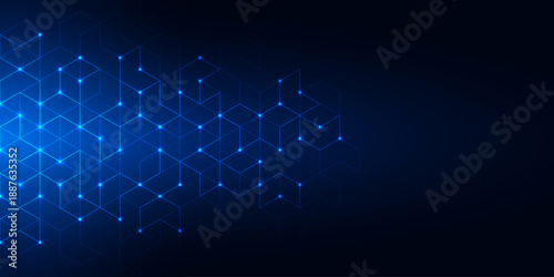 Abstract technology background and design element with hexagons pattern and geometric shapes