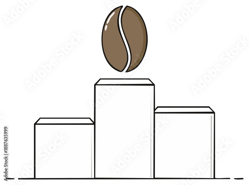 Coffee Bean on Minimalist Podium Illustration for Brand Recognition
