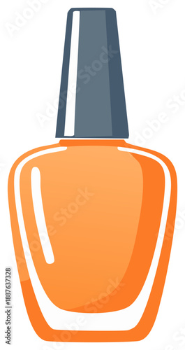 Orange nail polish bottle with gray cap vector illustration