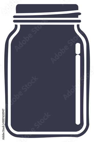 Classic Mason Jar Illustration with Bold Outline for Preserving and Storage Food Container Graphic