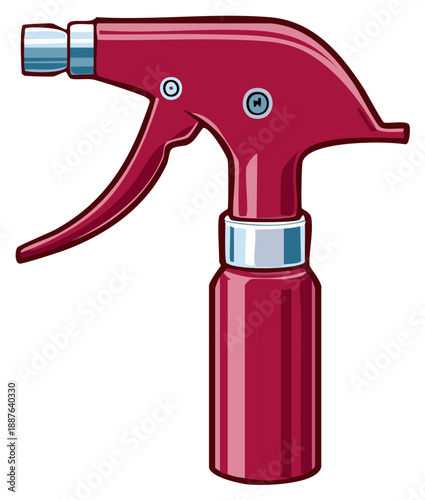 Red Spray Bottle with Trigger Mechanism for Cleaning or Gardening