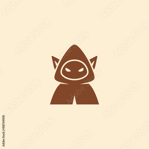 Stylized, cartoon-like creature with pointed ears and a hooded face.