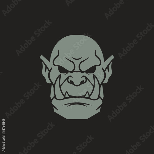 Cartoon-style illustration of a fierce orc's face with tusks and pointed ears.
