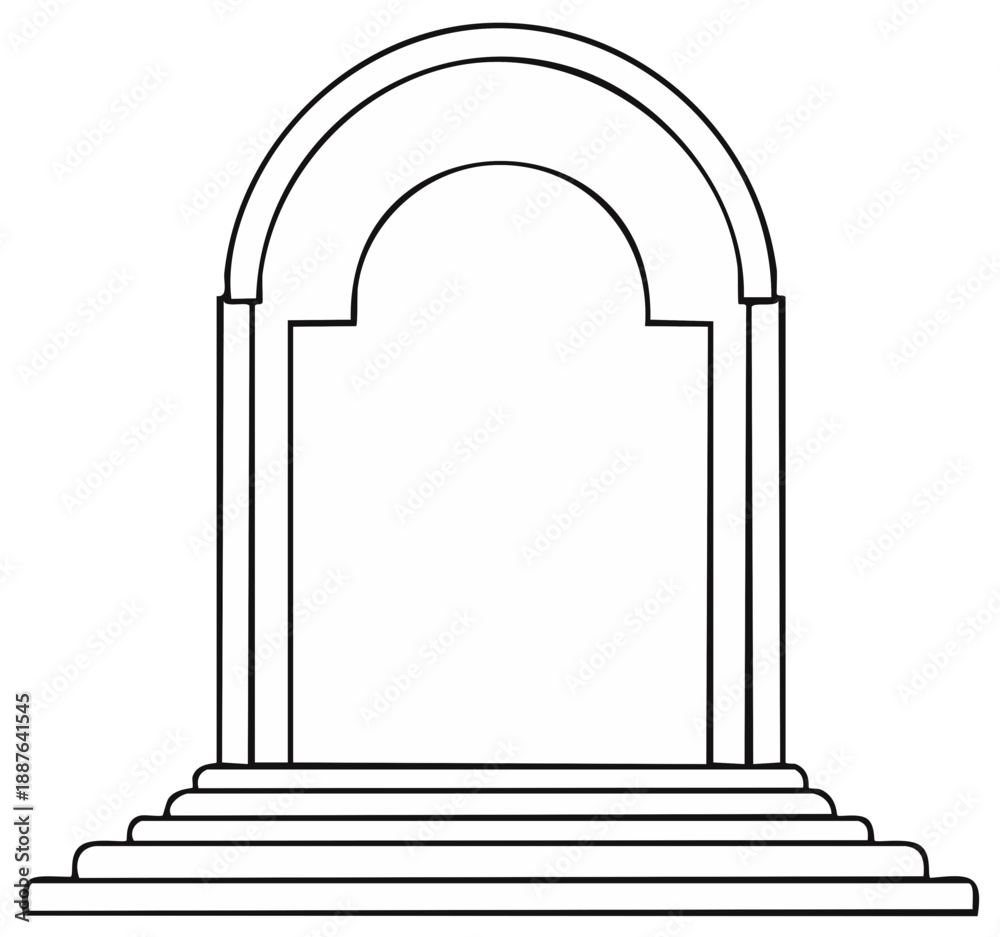 Fototapeta premium Minimalist Illustration of an Archway with Steps Leading Up to It