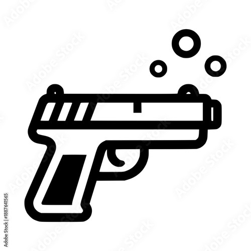 Toy gun shooting soap bubbles vector icon