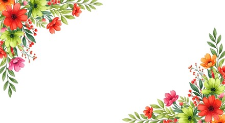 Vibrant floral border design with colorful blooms