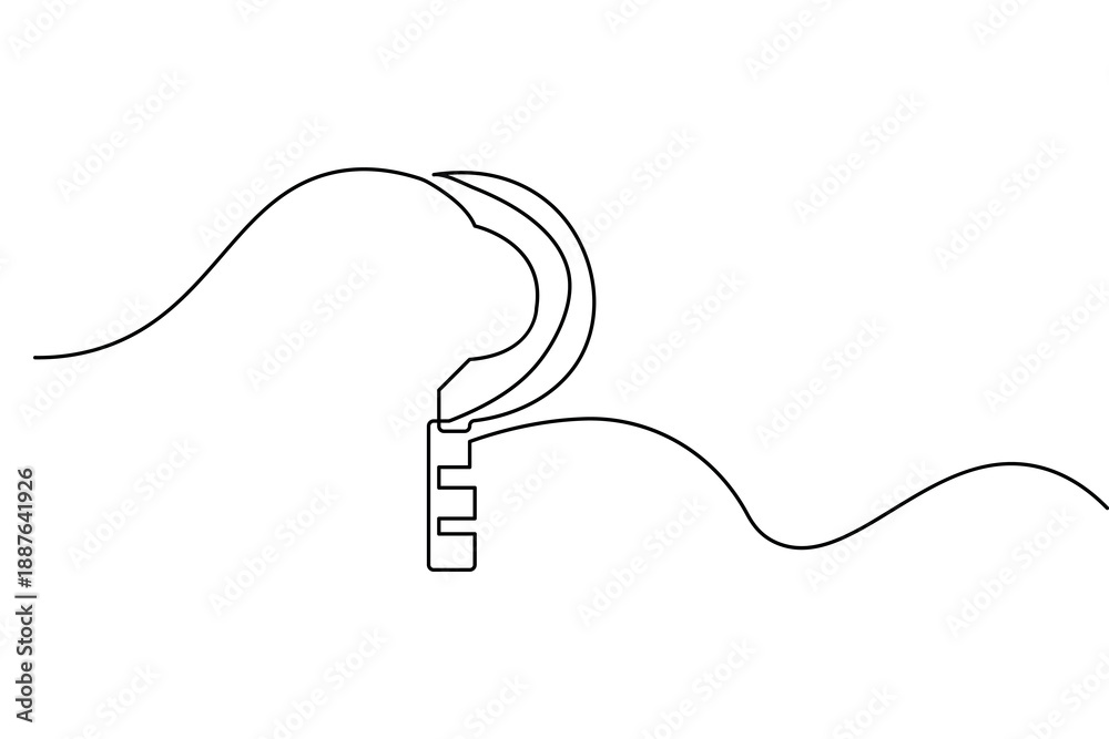 Obraz premium Sickle icon in a continuous one line drawing and minimalist style isolated outline vector illustration
