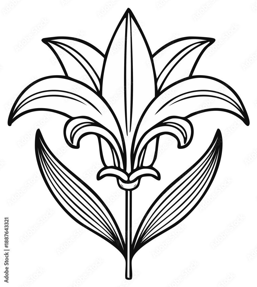 Naklejka premium Elegant lily flower illustration in simple black and white design for print