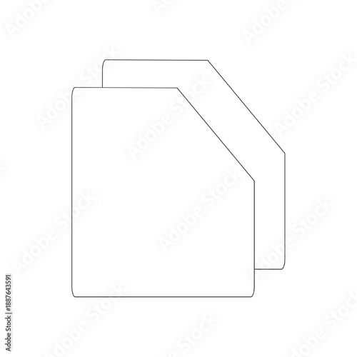 Minimal line icon of two overlapping documents. Copy, duplicate file or content concept. Clean black outline vector isolated on white background.