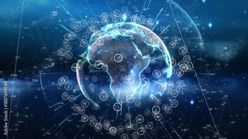 Wallpaper Mural Animation of network of connections and data processing over globe Torontodigital.ca