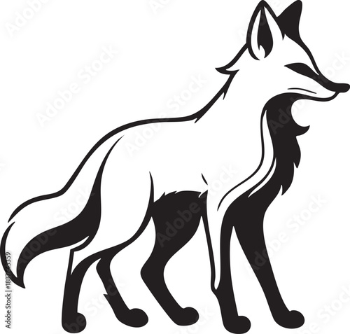 Renard ligne art - Silhouette