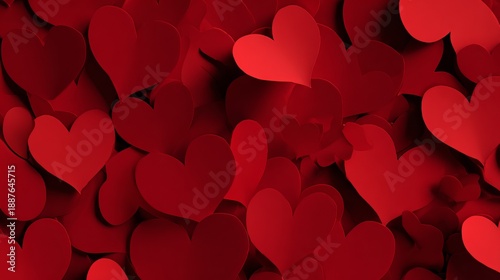 Bright red heart shapes for love and romance theme