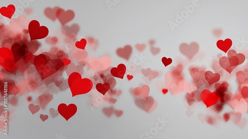 Romantic valentine’s day red hearts wide banner background