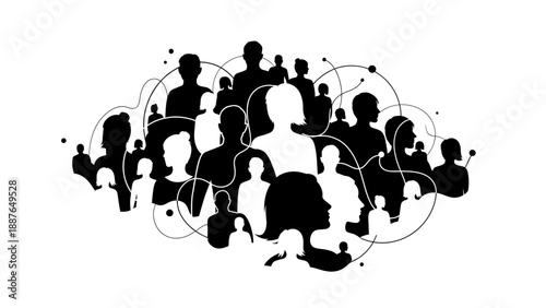 Diverse Group of People Connected in Network.