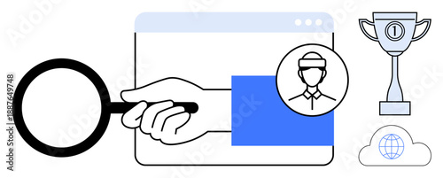 Profile verification concept. Profile verification ensuring secure identification and online accountability. Profile verification applied in recruitment, cybersecurity, social media, finance