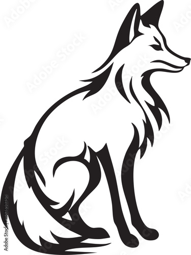 Renard assis - Silhouette