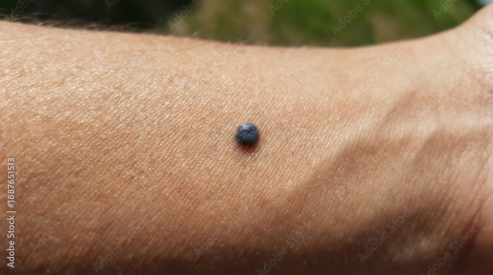Fototapeta premium Close up view of blue nevus mole on human skin