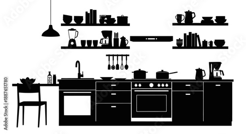 Modern Kitchen Silhouette Interior Design.