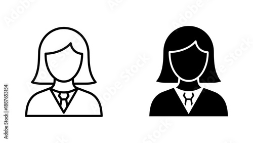 Clean Professional Female Avatar Icons Outline and Silhouette