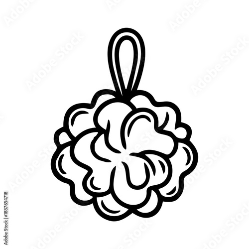 Spa Day Essential: A simple yet elegant sketch captures the essence of a soft bath puff, promising relaxation and cleansing. 