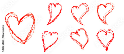 Принти на полотні Pink Chalk Hearts on transparent background,png