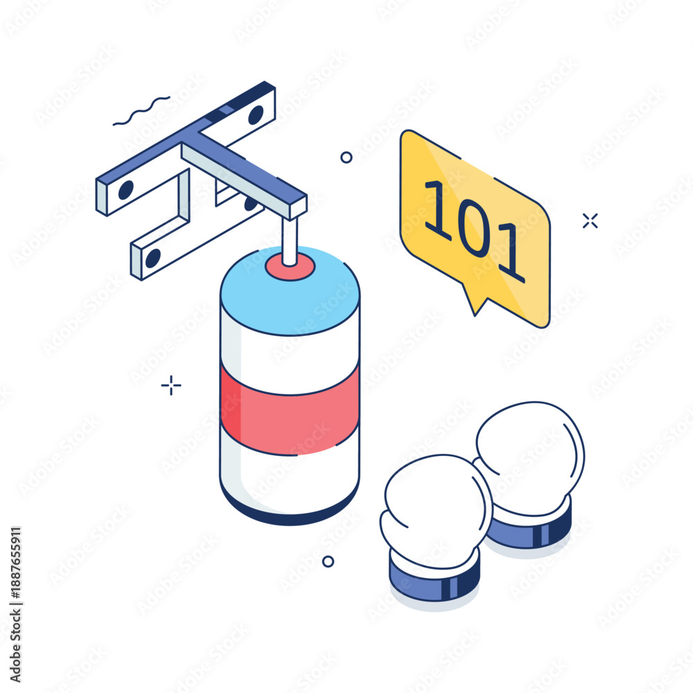 Obraz premium Check out this amazing isometric illustration showing boxing bag workout training