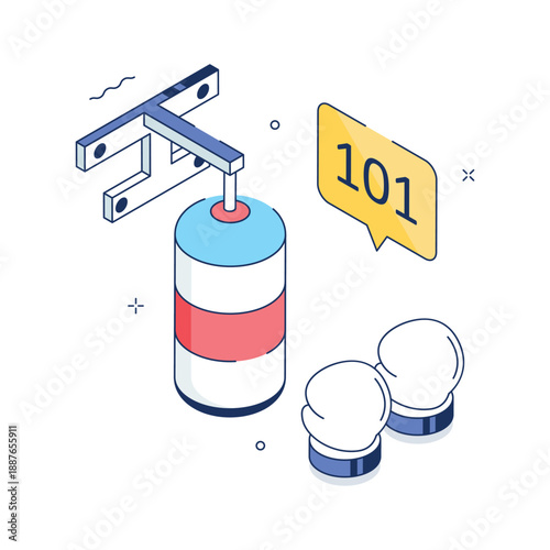Check out this amazing isometric illustration showing boxing bag workout training