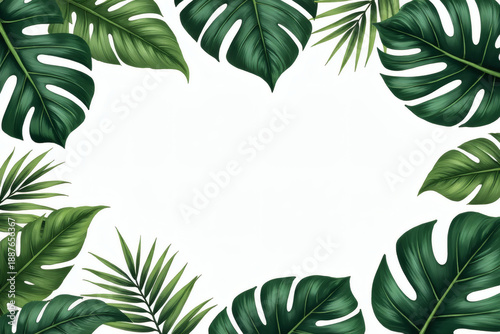 Tropical greenery frame safe margins