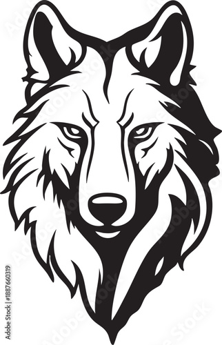 Loup Tête de Face - Silhouette