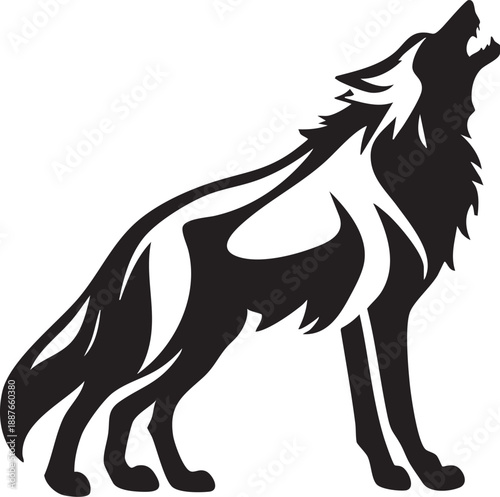 Loup sauvage Hurlant -Silhouette