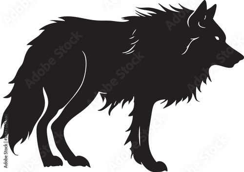 Loup sauvage élégant -Silhouette Noir