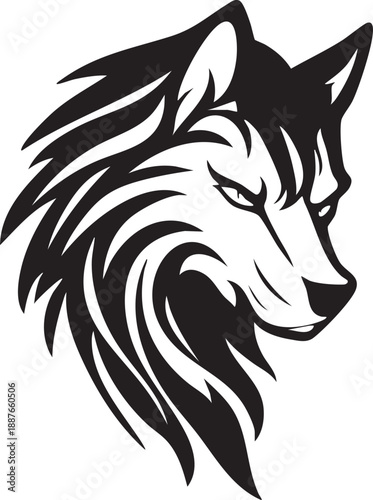 Loup Tête agressive - Silhouette