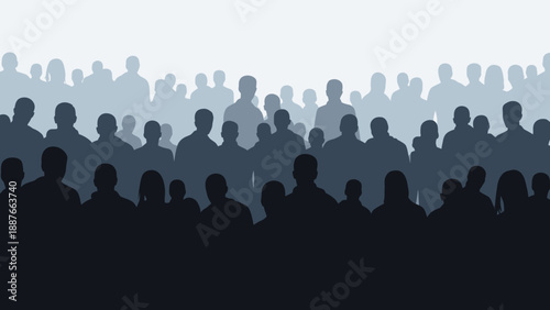 Crowd Silhouette People Gathering Abstract Background.