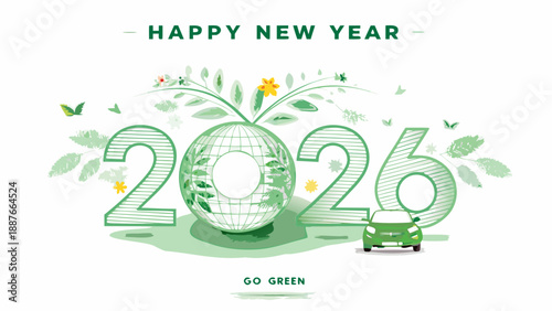 A green new year celebration with earth and eco friendly elements