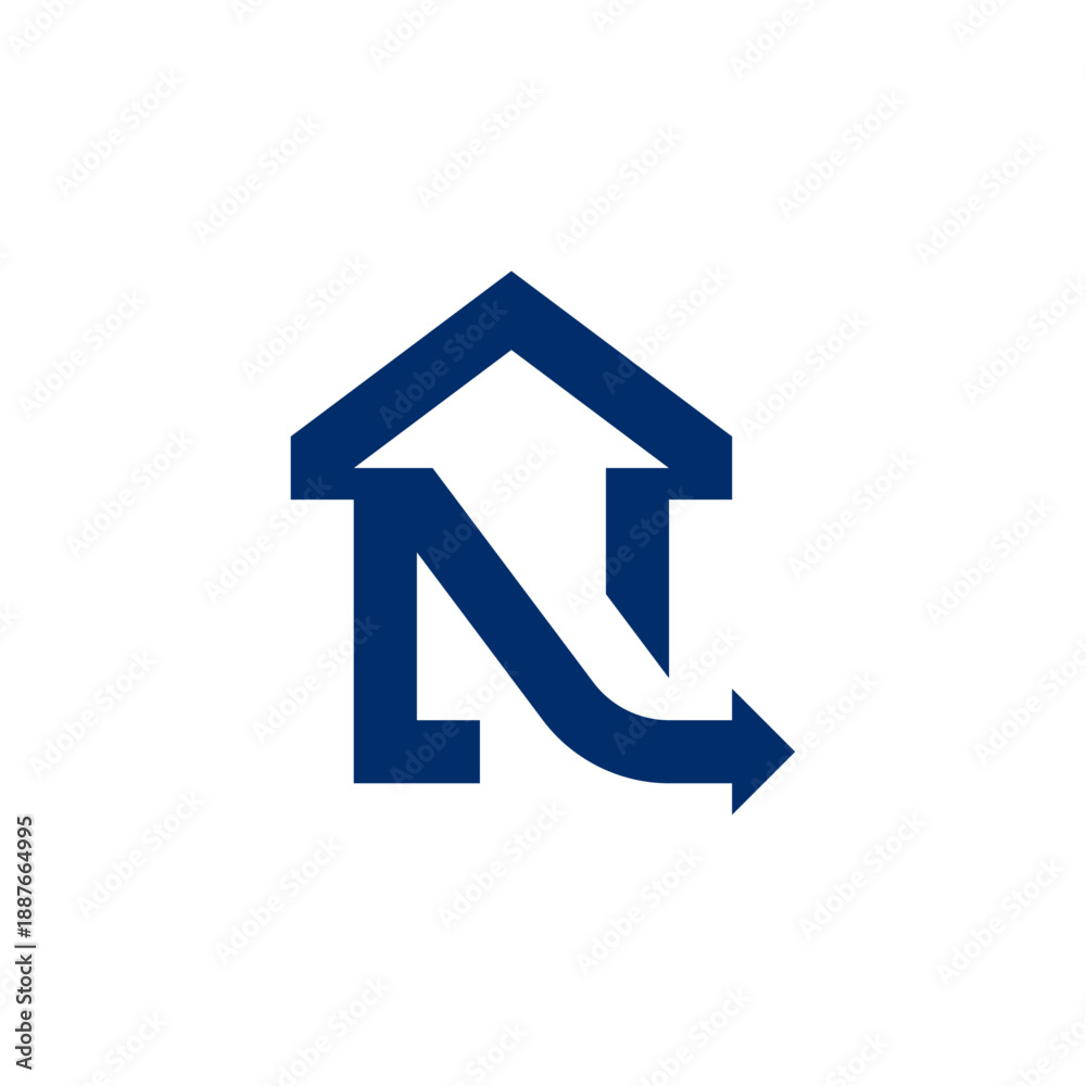 Fototapeta premium House N Arrows Logo