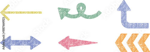 カラフルなアナログ風テクスチャの矢印