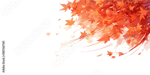 가을 단풍잎이 바람에 흩날리는 아름다운 일러스트 배경