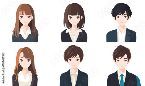 다양한 인종과 성별의 비즈니스맨, 비즈니스우먼 캐릭터 아이콘 세트