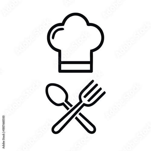 chef hat outline editable icon EPS.