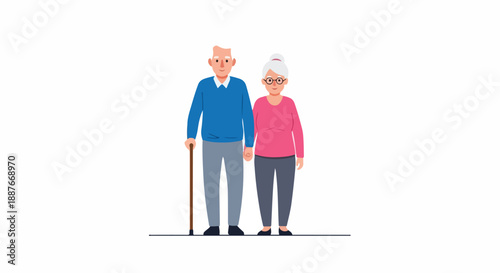 Elderly Couple Holding Hands Standing Side by Side