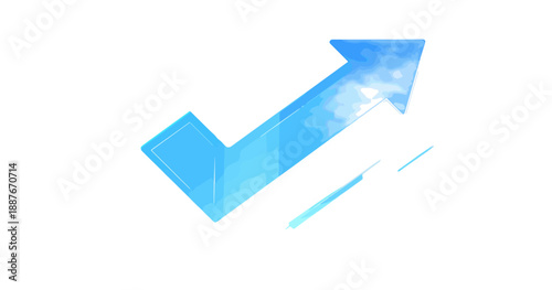 하늘색 수채화 질감의 상승 화살표가 긍정적인 성장과 성공을 나타내는 추상적인 그래픽