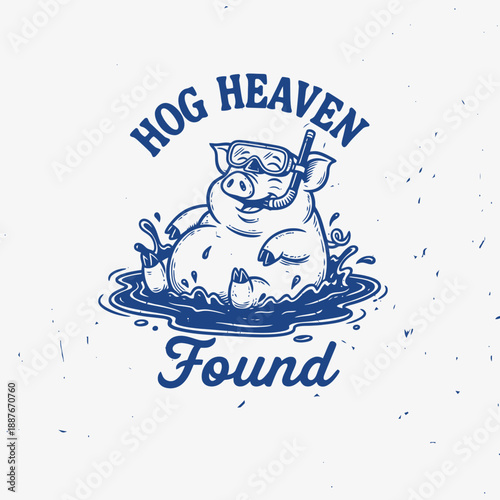 Happy Pig Snorkeling in Water with Hog Heaven Found Text.