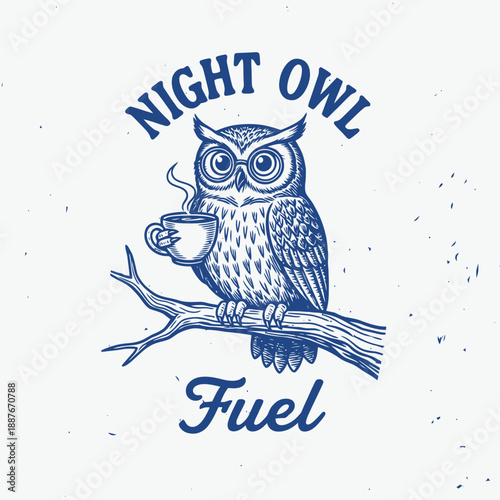 Night Owl Fuel Coffee Mug Illustration.