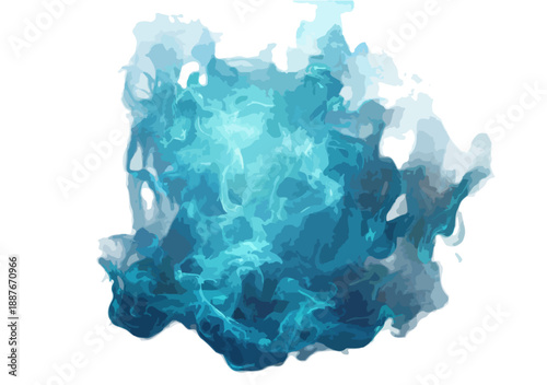 하늘색 연기가 하얗게 퍼져나가며 몽환적이고 신비로운 분위기를 연출하는 모습