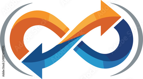 Abstract infinity loop arrows vector symbol representing continuous process growth connection and endless cycle isolated on white background